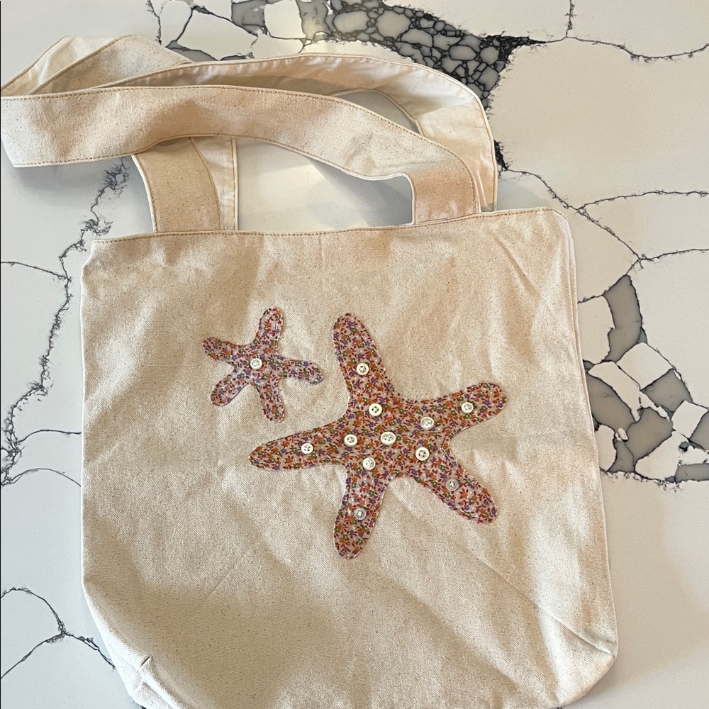 Relyks Beige Starfish Canvas Tote Bag